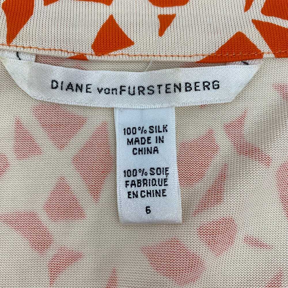 Diane Von Furstenberg Orange Cream Silk Wrap Dress | Women’s Size 6 - Picture 3 of 6